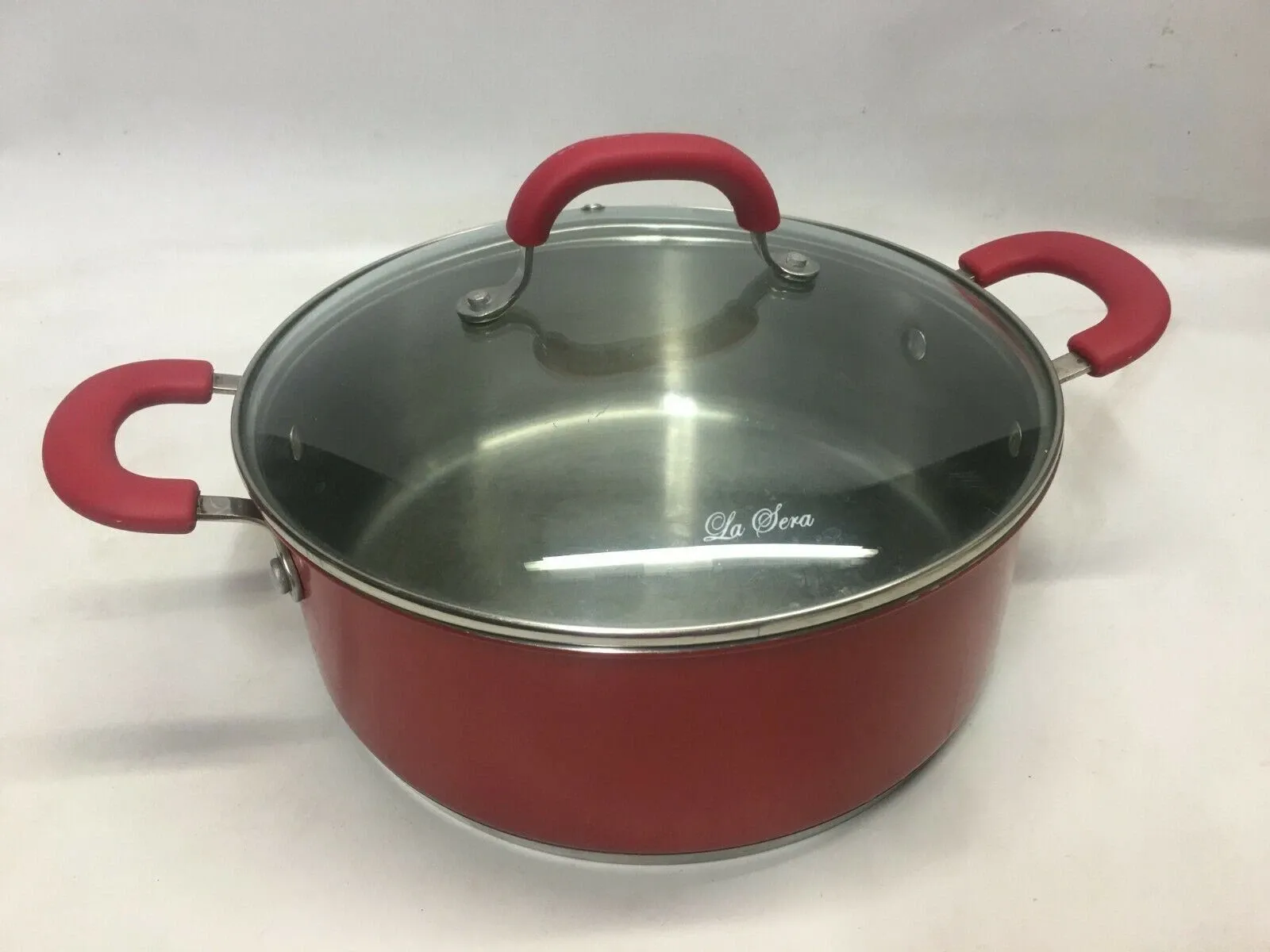 La Sera 5.0 QT Red Stainless Steel Casserole Pan