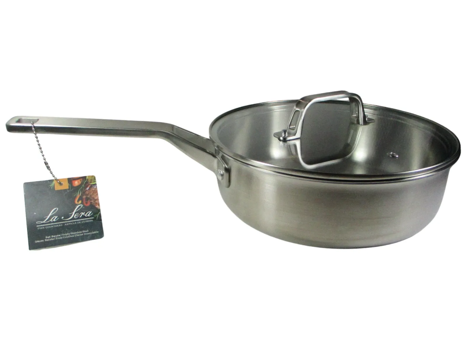 La Sera Stainless Steel 3Qt Sauté Pan with Lid